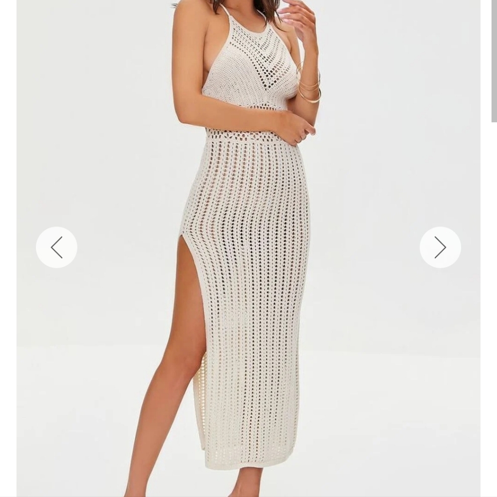 Sheer Crochet Midi Dress - Picture 2 of 10